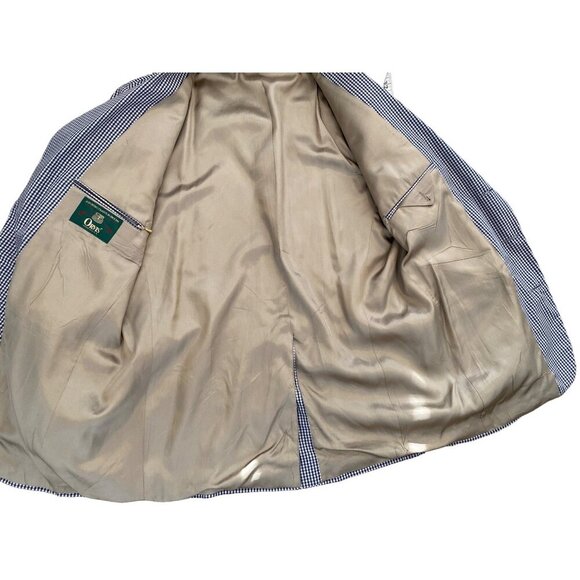 VINTAGE 70'S ORVIS MEN'S BLUE AND WHITE CHECKED BLAZER SPORTS COAT JACKET SZ 44L - Picture 3 of 9